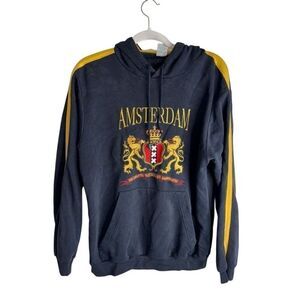 Fox Sweater Amsterdam Mens Size Medium Black Yellow Pullover Hooded Vintage‎